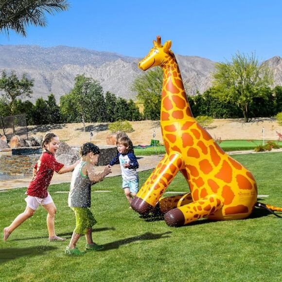 GoFloats Giant Inflatable Giraffe Party Sprinkler - Picture 5 of 7